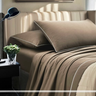 Completo Letto Tinta Unita Cotone Percalle 200 Fili linea Lagom-Matrimoniale. 