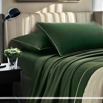 Completo Letto Tinta Unita Cotone Percalle 200 Fili linea Lagom-Matrimoniale. 