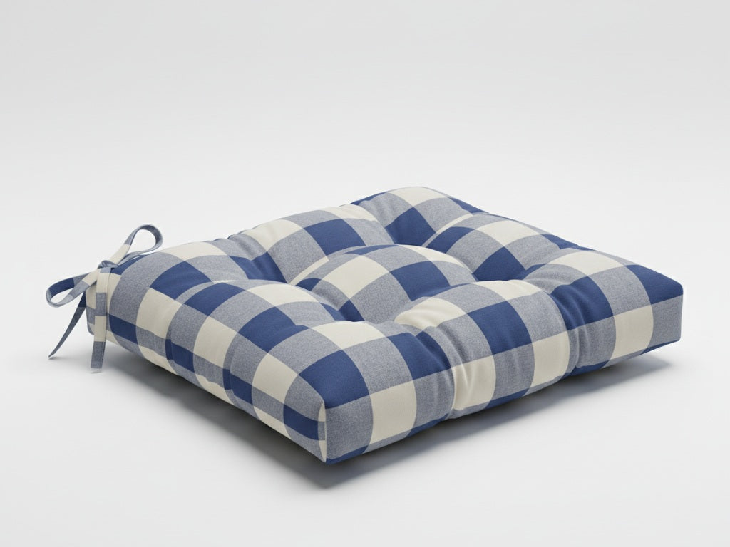 Cuscino Sedia CAMPAGNOLA in Cotone Rustico a Quadri - Trapuntato Made in Italy