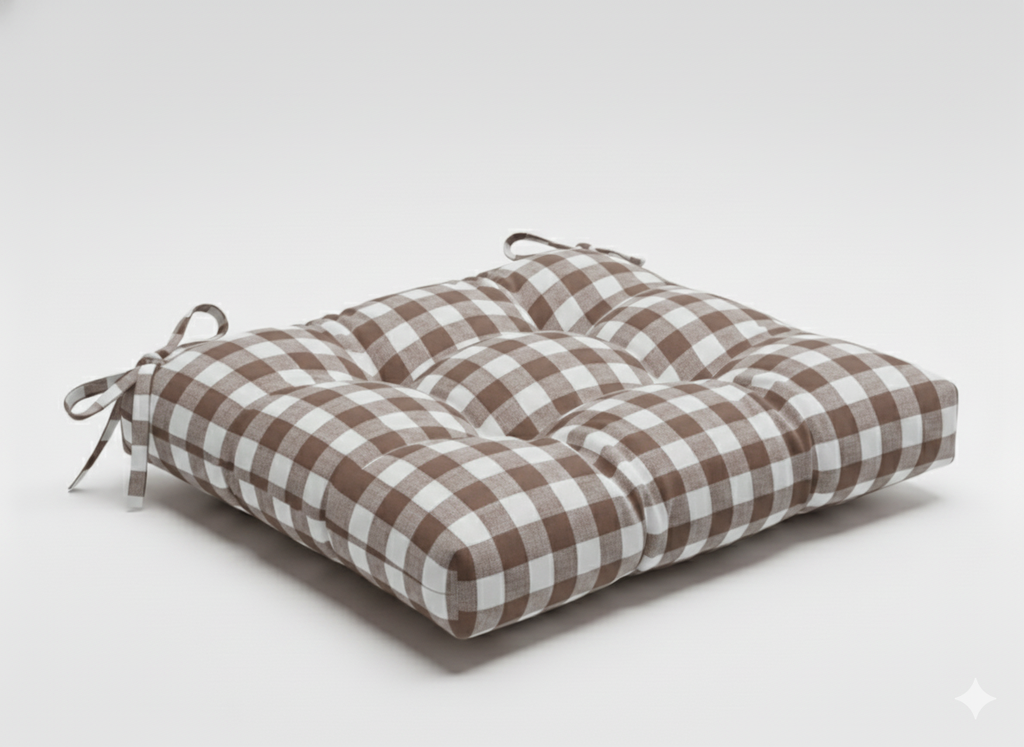 Cuscino Sedia CAMPAGNOLA in Cotone a Quadri Piccoli - Trapuntato Made in Italy