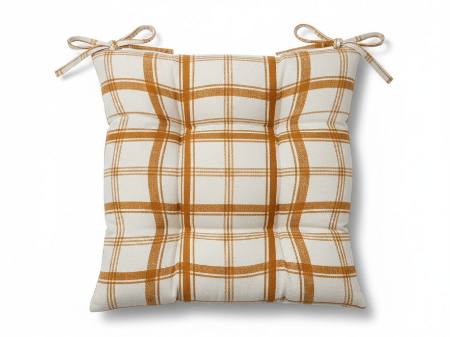 Coprisedia ZAFFIRO Imbottito in Cotone Jacquard | Bianco, Giallo e Bronzo | Coordinatore Tovaglia