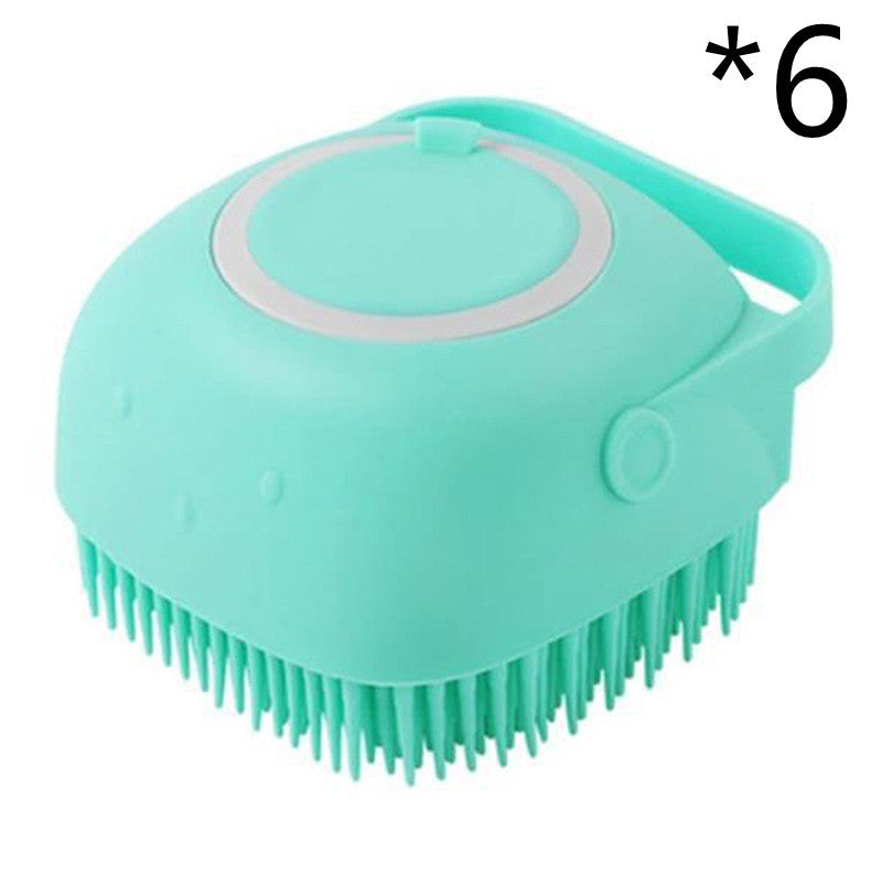 Silicone Dog Bath Brush with Shampoo Dispenser - Massage Grooming Tool