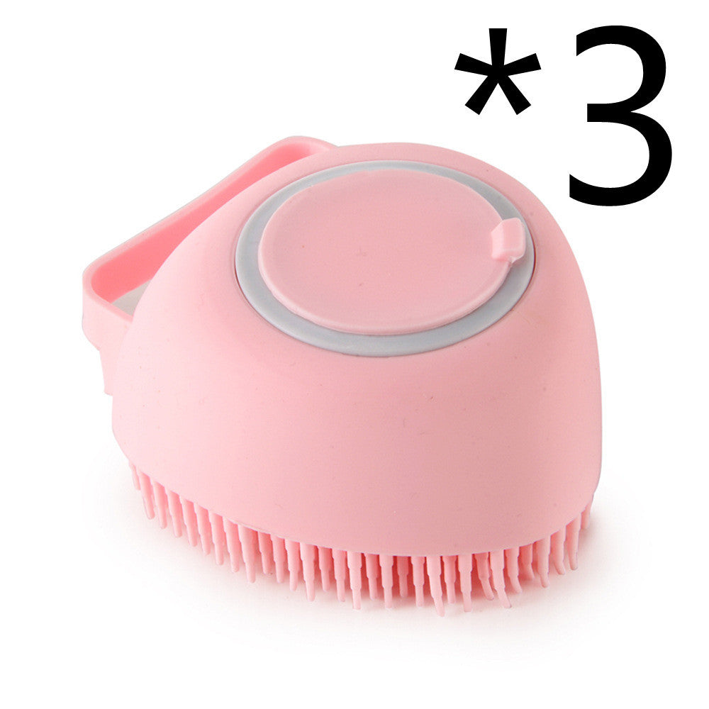 Silicone Dog Bath Brush with Shampoo Dispenser - Massage Grooming Tool