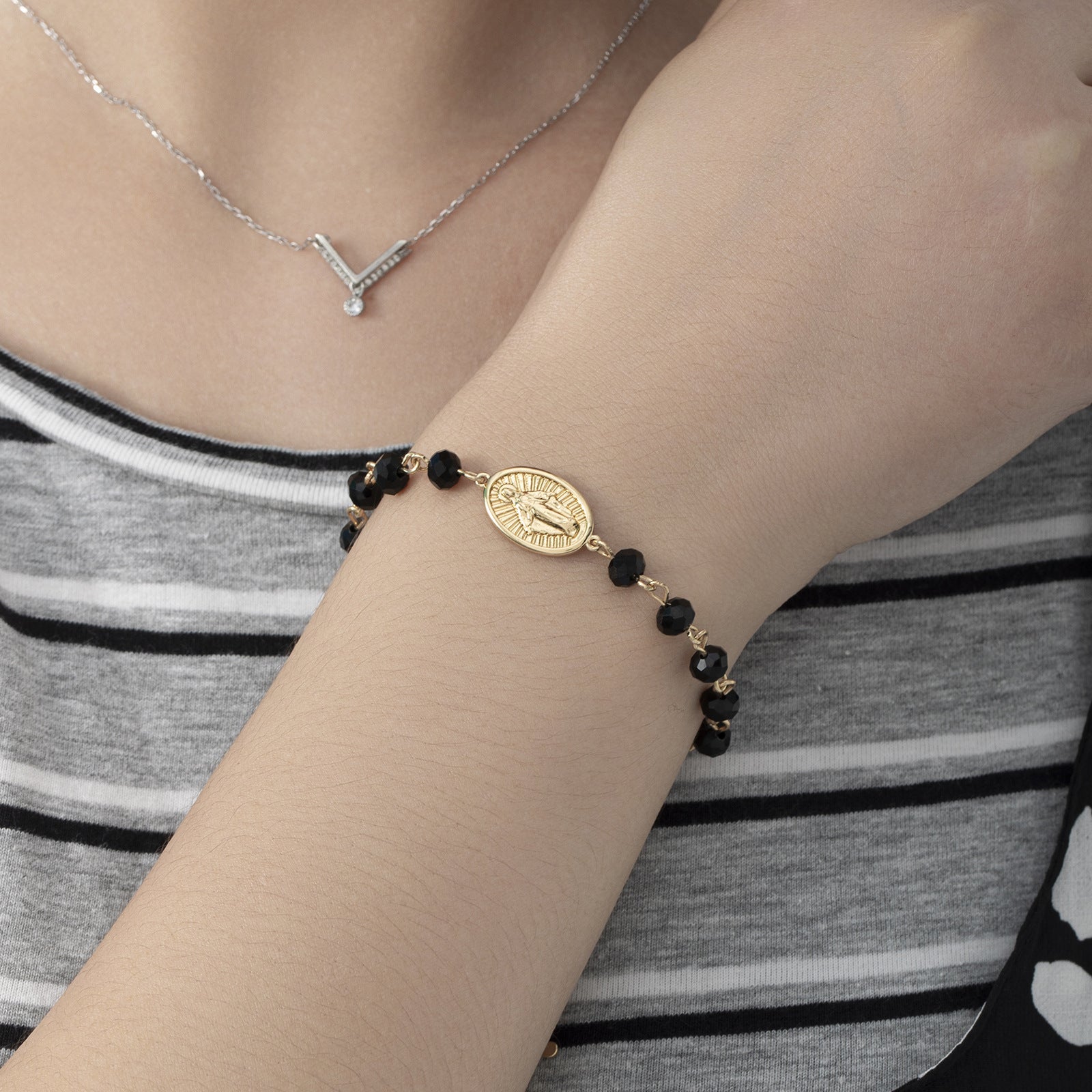 Braccialetto di perline Medaglia ovale Cristallo Pasqua