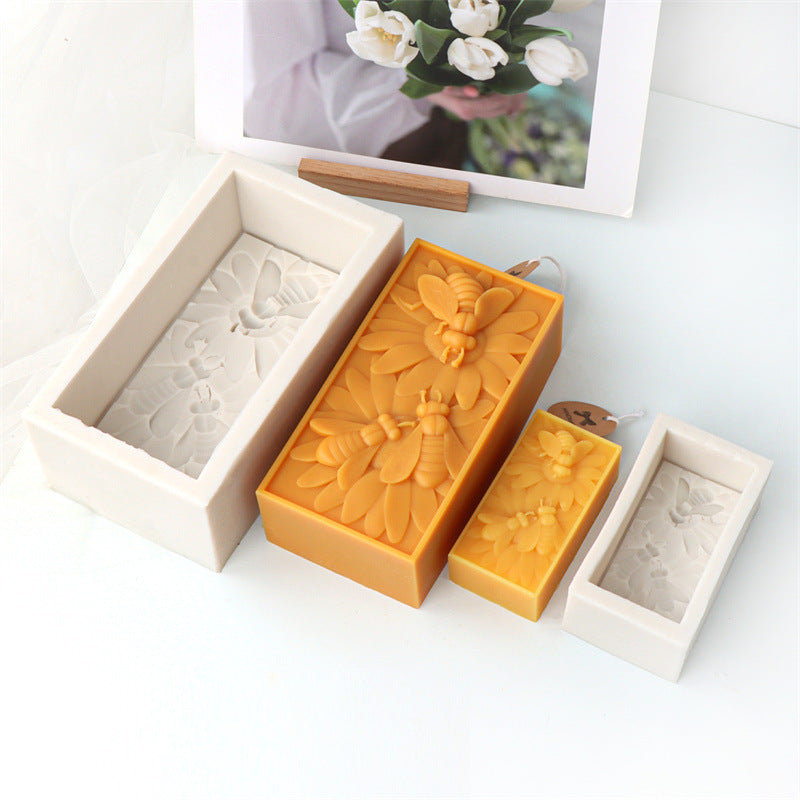 Candle Mold Silicone 3 Bees Beeswax Block