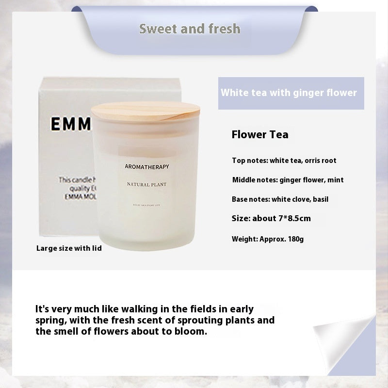 Candele profumate in barattolo di vetro fine sigillato con coperchio di legno