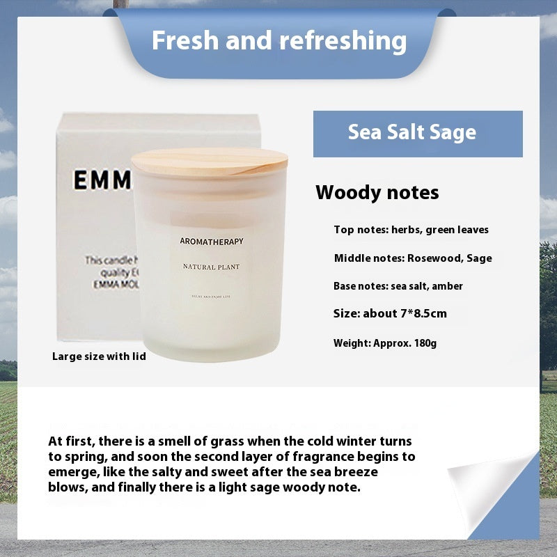 Candele profumate in barattolo di vetro fine sigillato con coperchio di legno