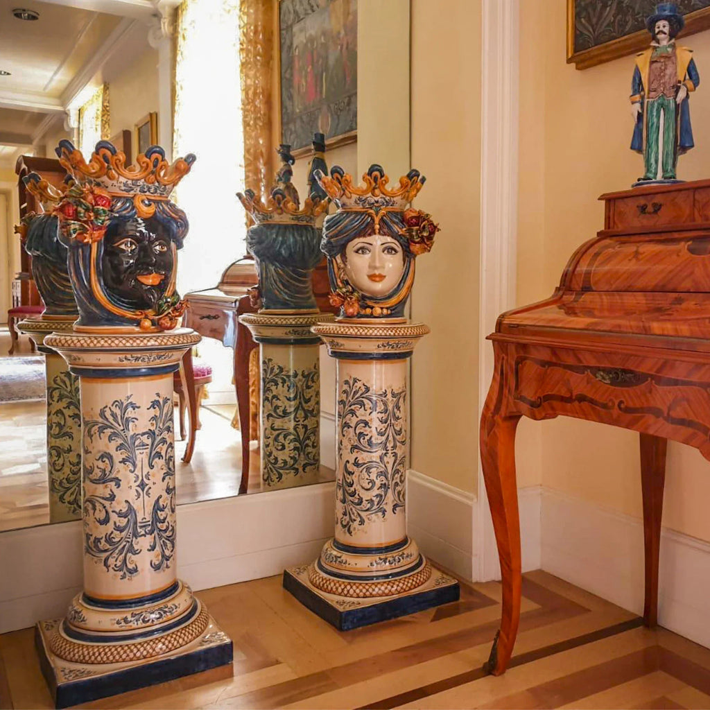 Testa h 40 melograni blu e arancio maschio moro