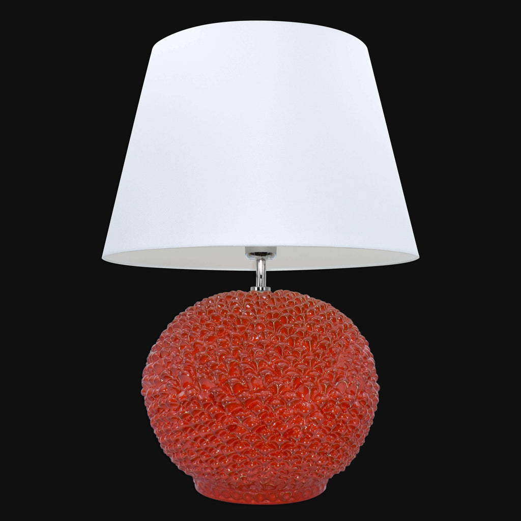 Lume palla a pigna in ceramica decoro Rosso Fuoco