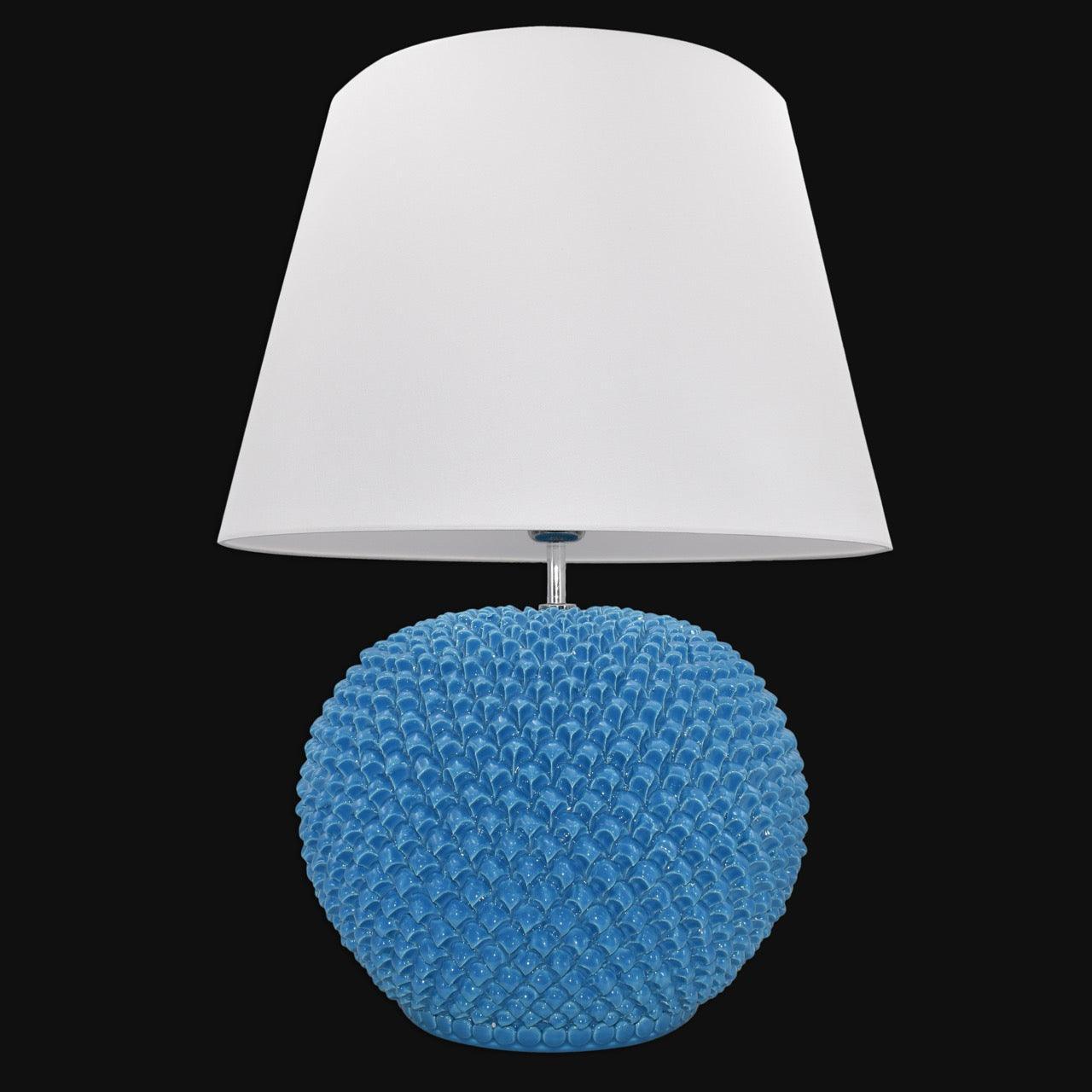 Lume palla a pigna in ceramica di Caltagirone, decoro Turchese