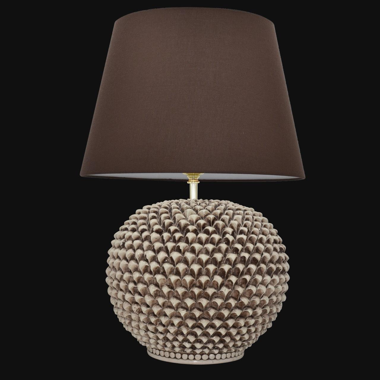 Lume palla a pigna in ceramica diverse misure, Decoro in Madreperla Antichizzato