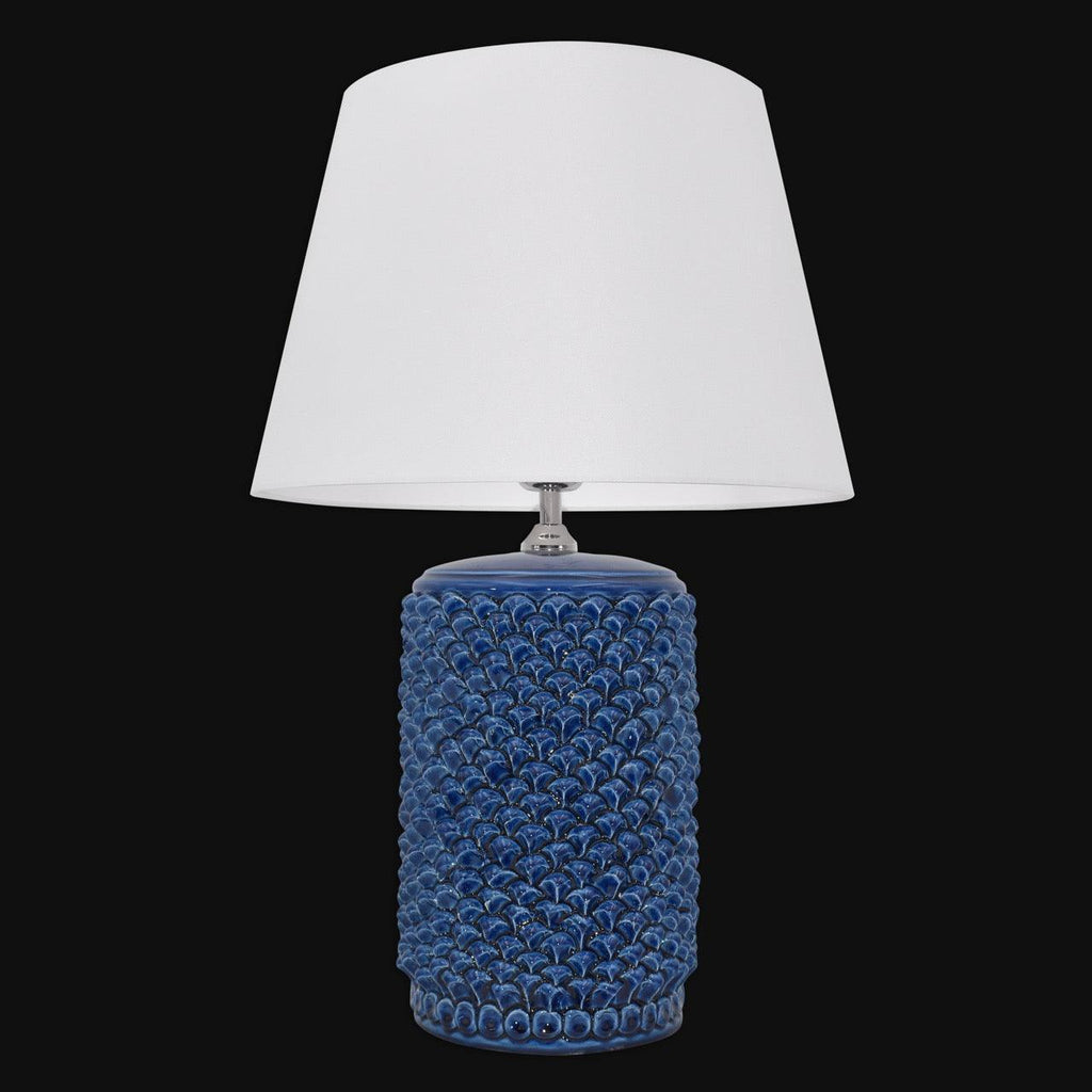 Lume pigna cilindro h 60 Blu Intenso in ceramica di Caltagirone