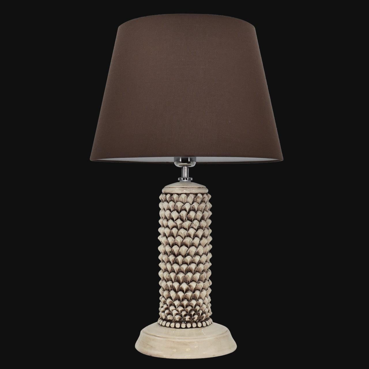 Lume pigna cilindro h 60 Madreperla Antichizzato in ceramica di Caltagirone