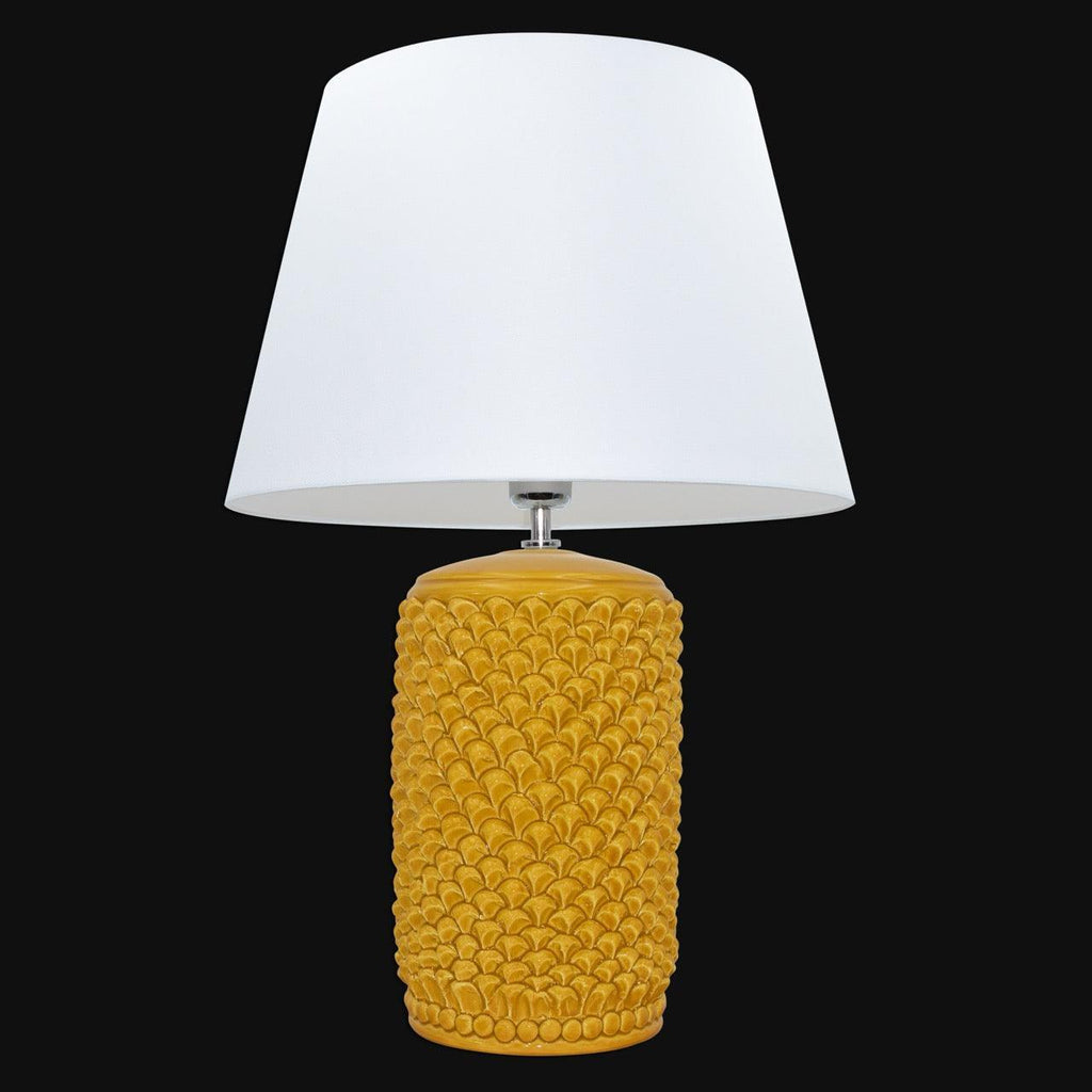 Lume pigna cilindro h 60 Senape in ceramica di Caltagirone