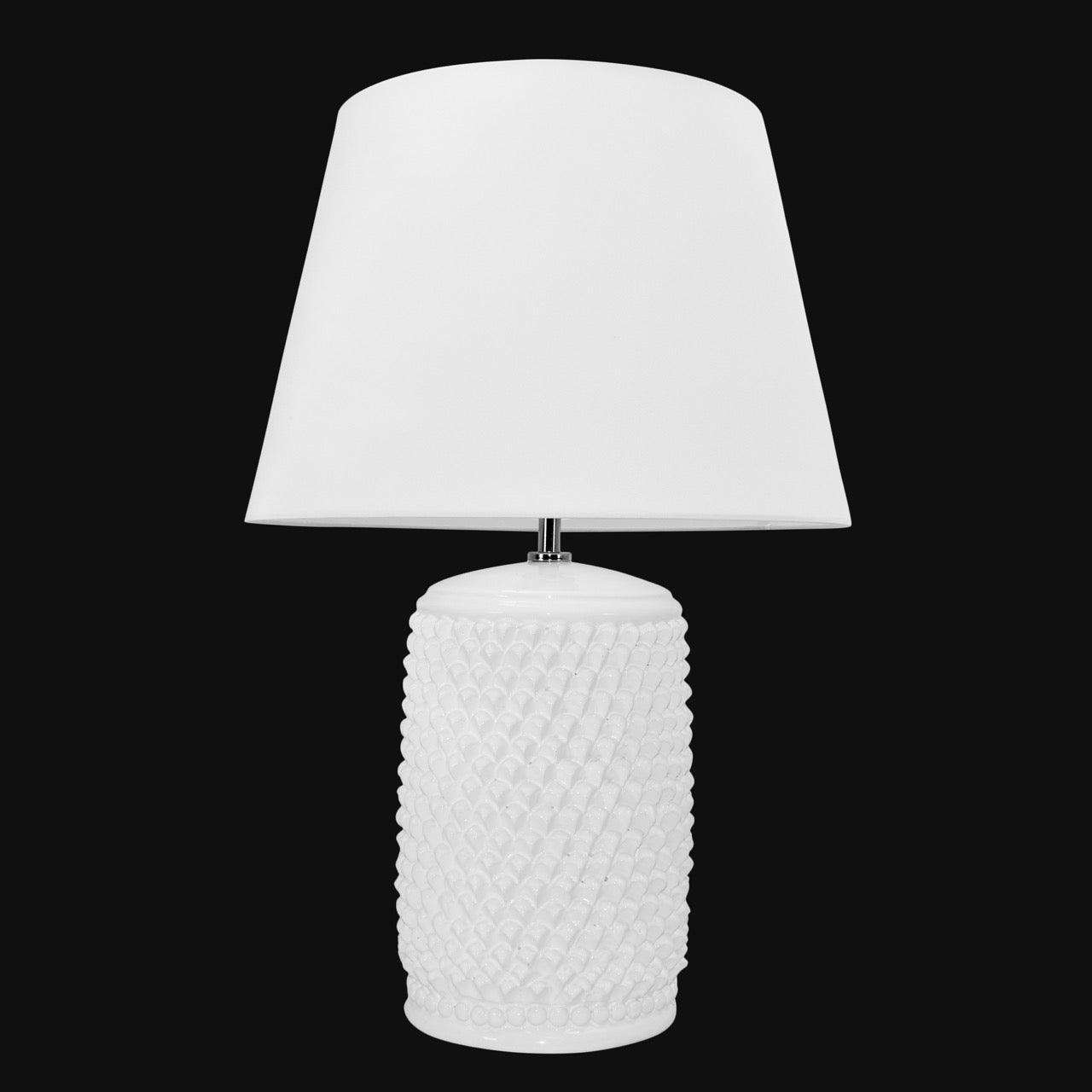 Lume pigna cilindro h 60 White Line in ceramica di Caltagirone