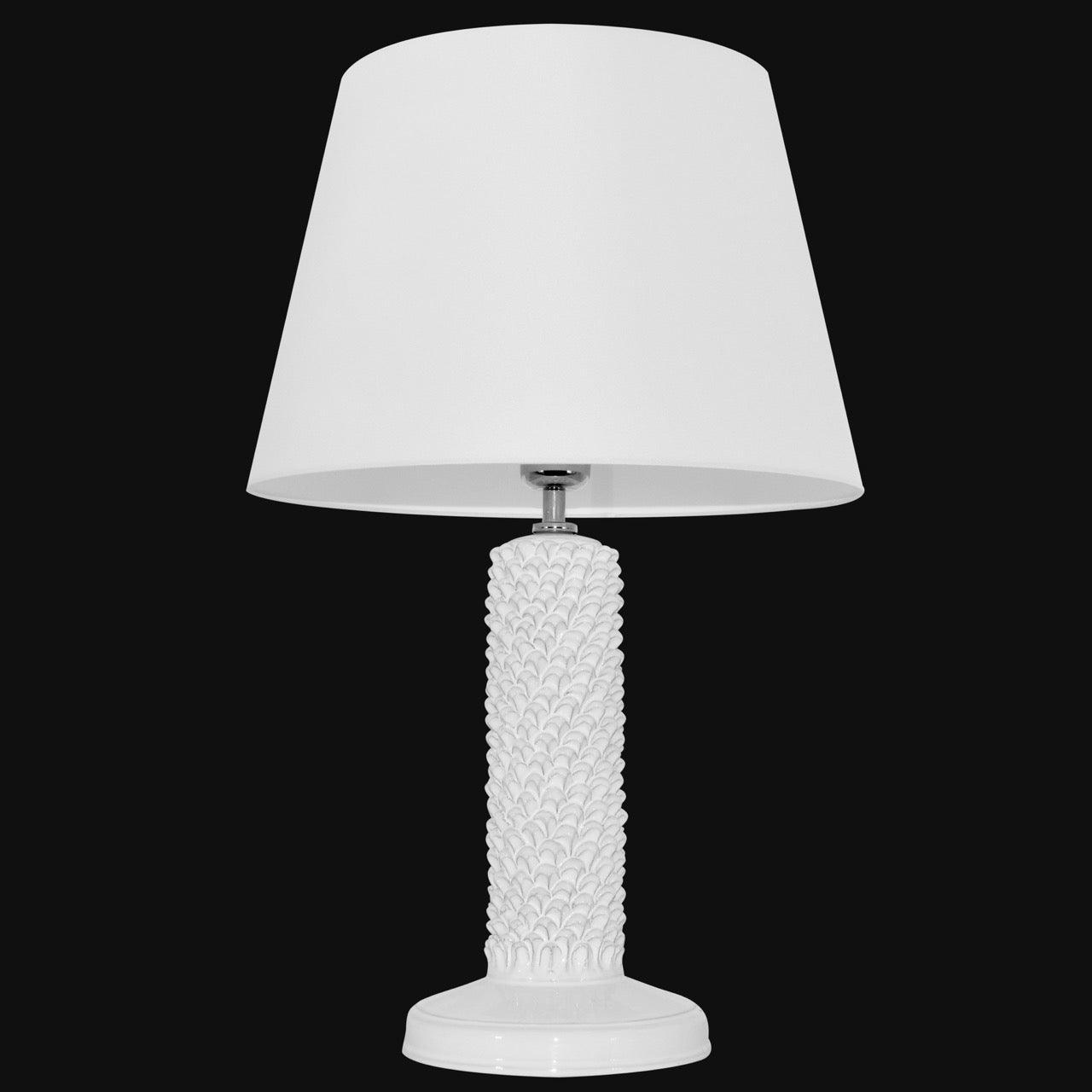 Lume pigna cilindro h 60 White Line in ceramica di Caltagirone