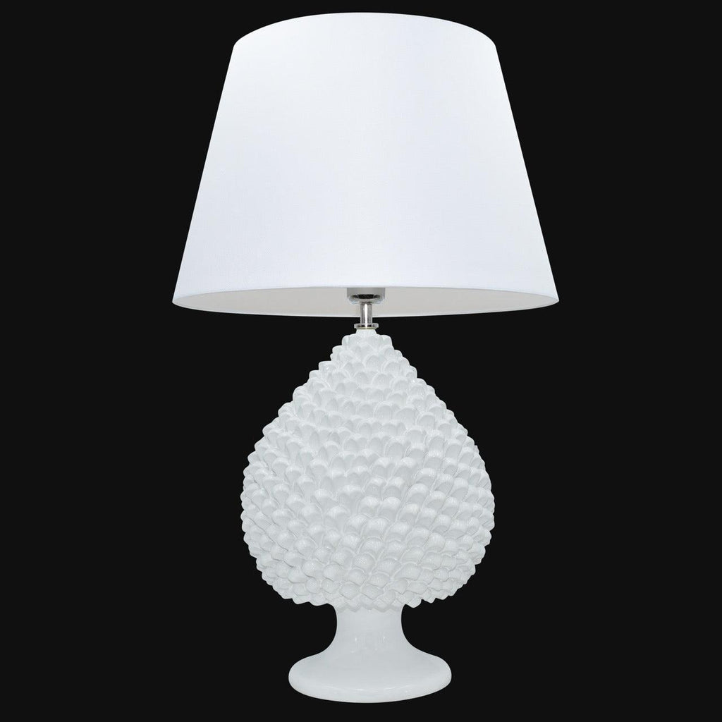 Lume Pigna modellata a mano White Line - Ceramiche di Caltagirone