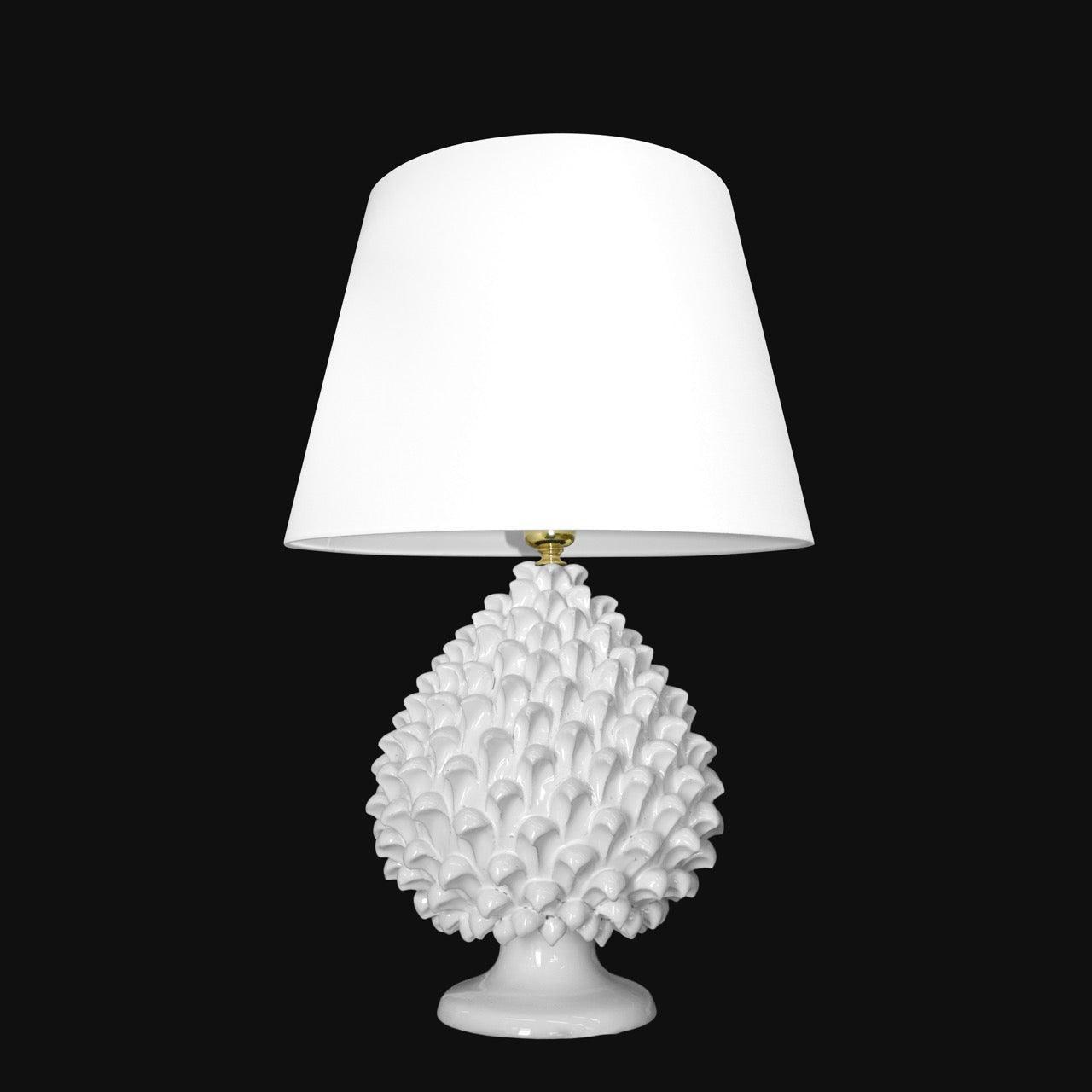 Lume Pigna modellata a mano White Line - Ceramiche di Caltagirone