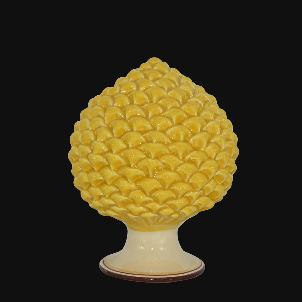 Pigna artigianale di Caltagirone modellata a mano altezza 15/40 Gialla/arancio