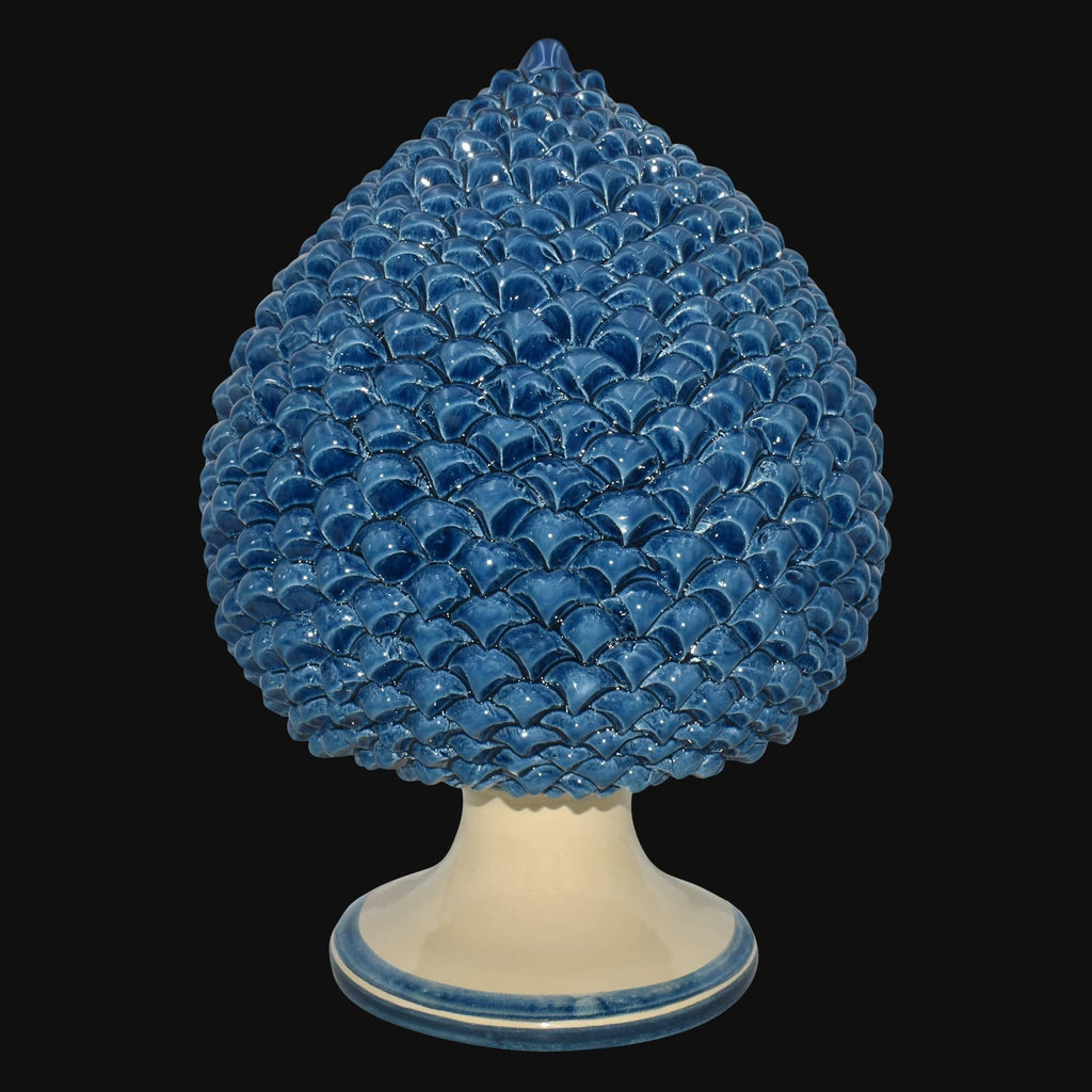 Pigna artigianale di Caltagirone modellata a mano altezza 15/40 mono blu