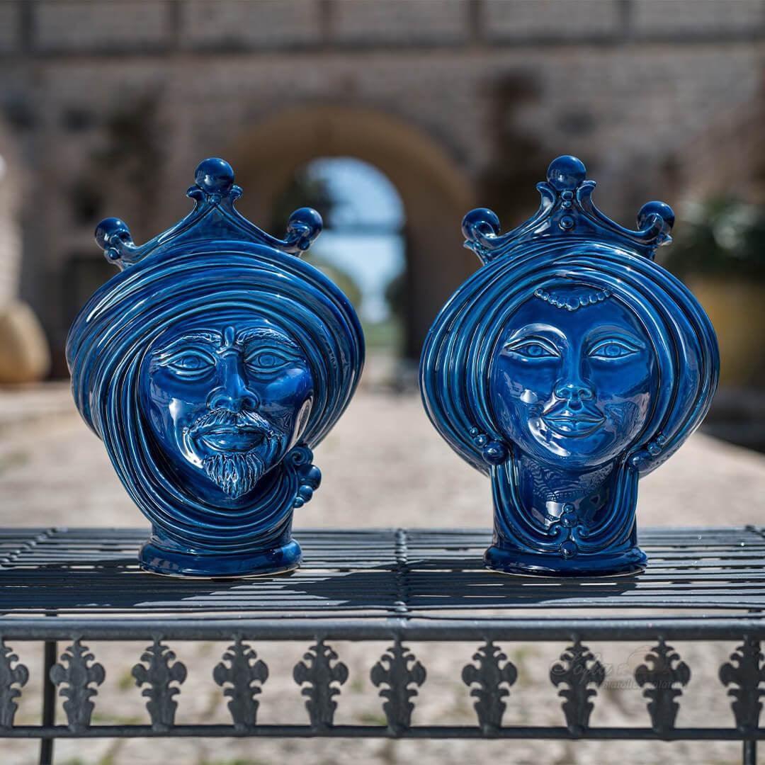 Testa h 30 Blu Intenso Donna - Teste di moro moderne Sofia Ceramiche