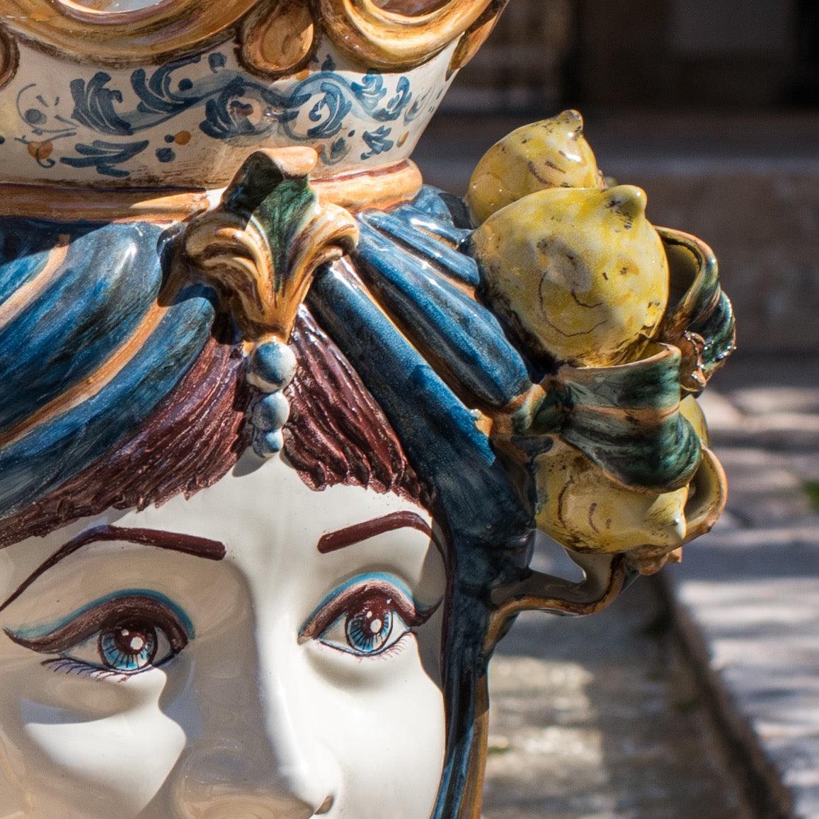 Testa h 40 limoni blu e arancio femmina