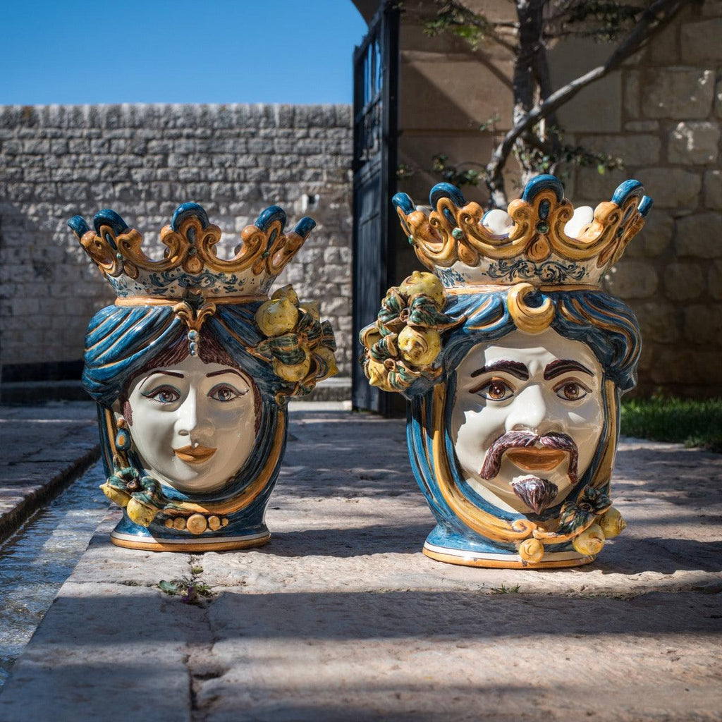 Testa h 40 limoni blu e arancio maschio bianco