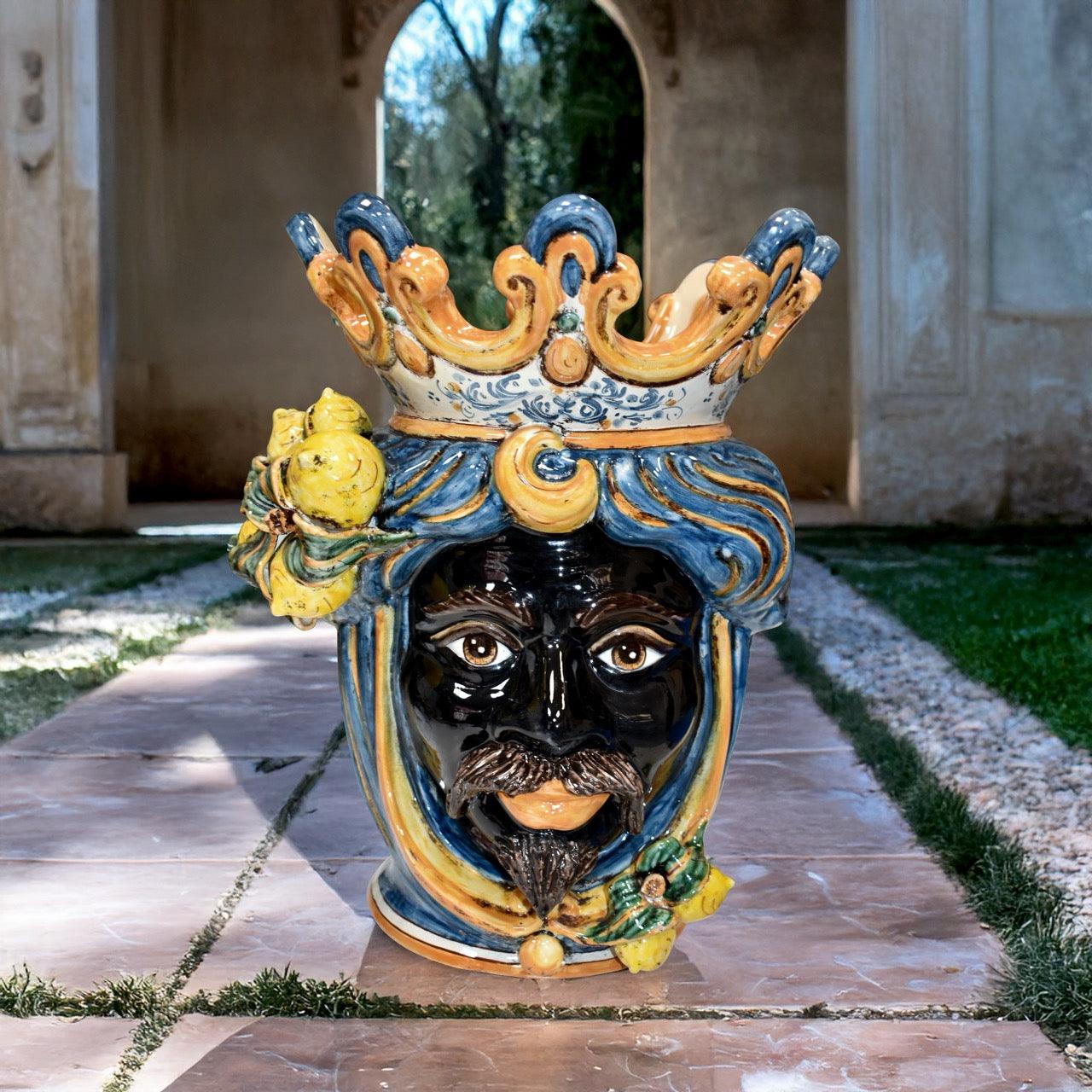 Testa h 40 limoni blu e arancio maschio moro