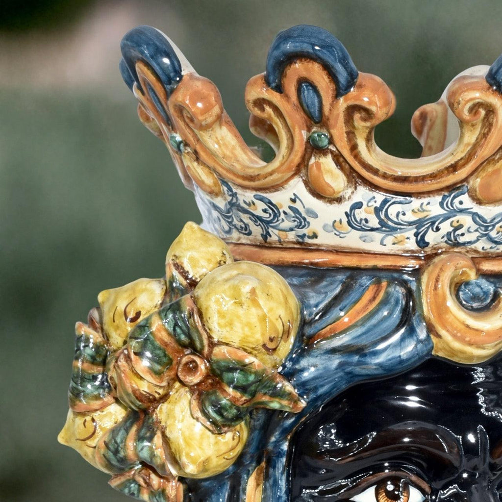 Testa h 40 limoni blu e arancio maschio moro