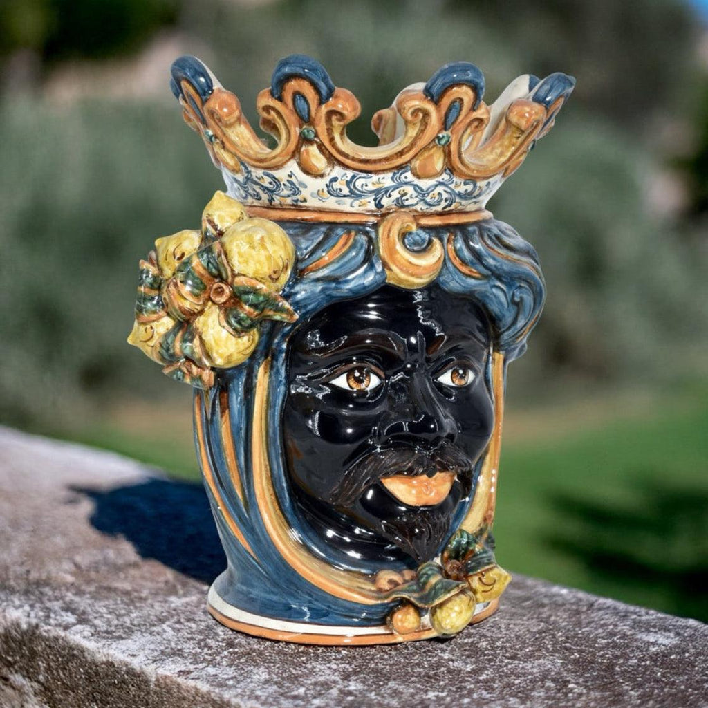 Testa h 40 limoni blu e arancio maschio moro