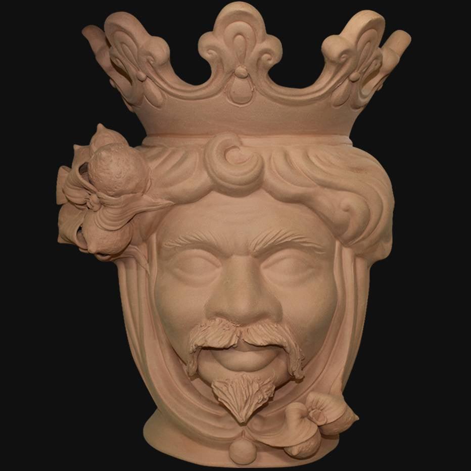 Testa h 40 limoni grezza in terracotta maschio
