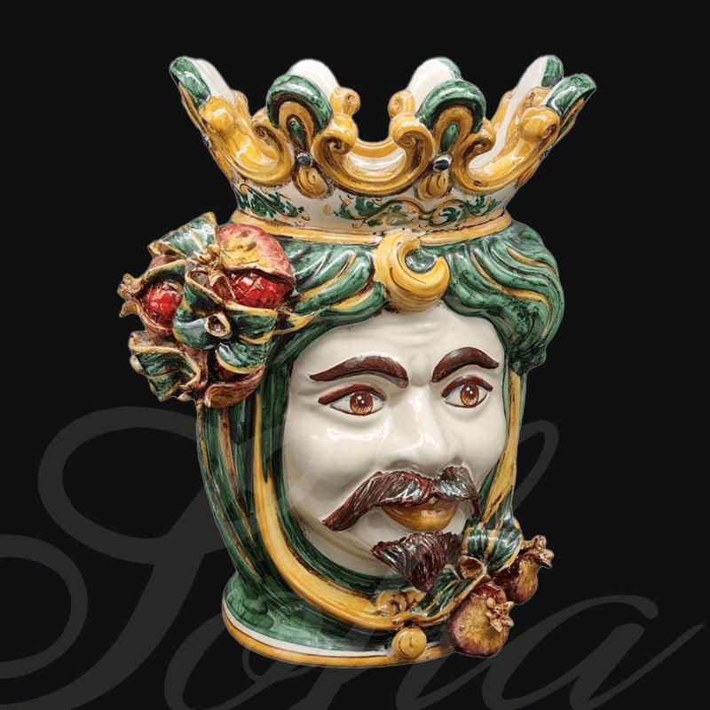 Testa h 40 melograno verde/arancio maschio bianco