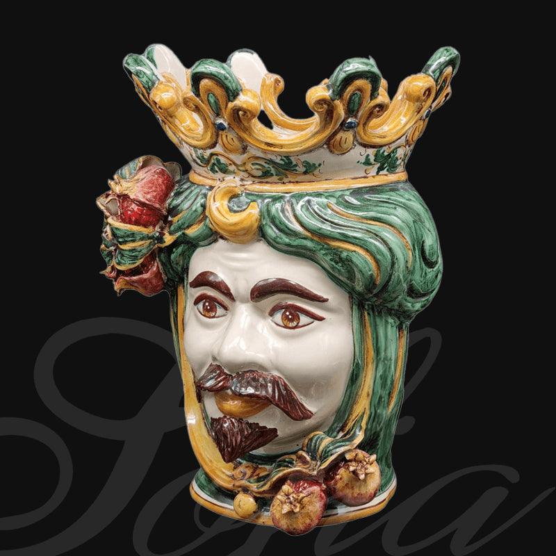 Testa h 40 melograno verde/arancio maschio bianco