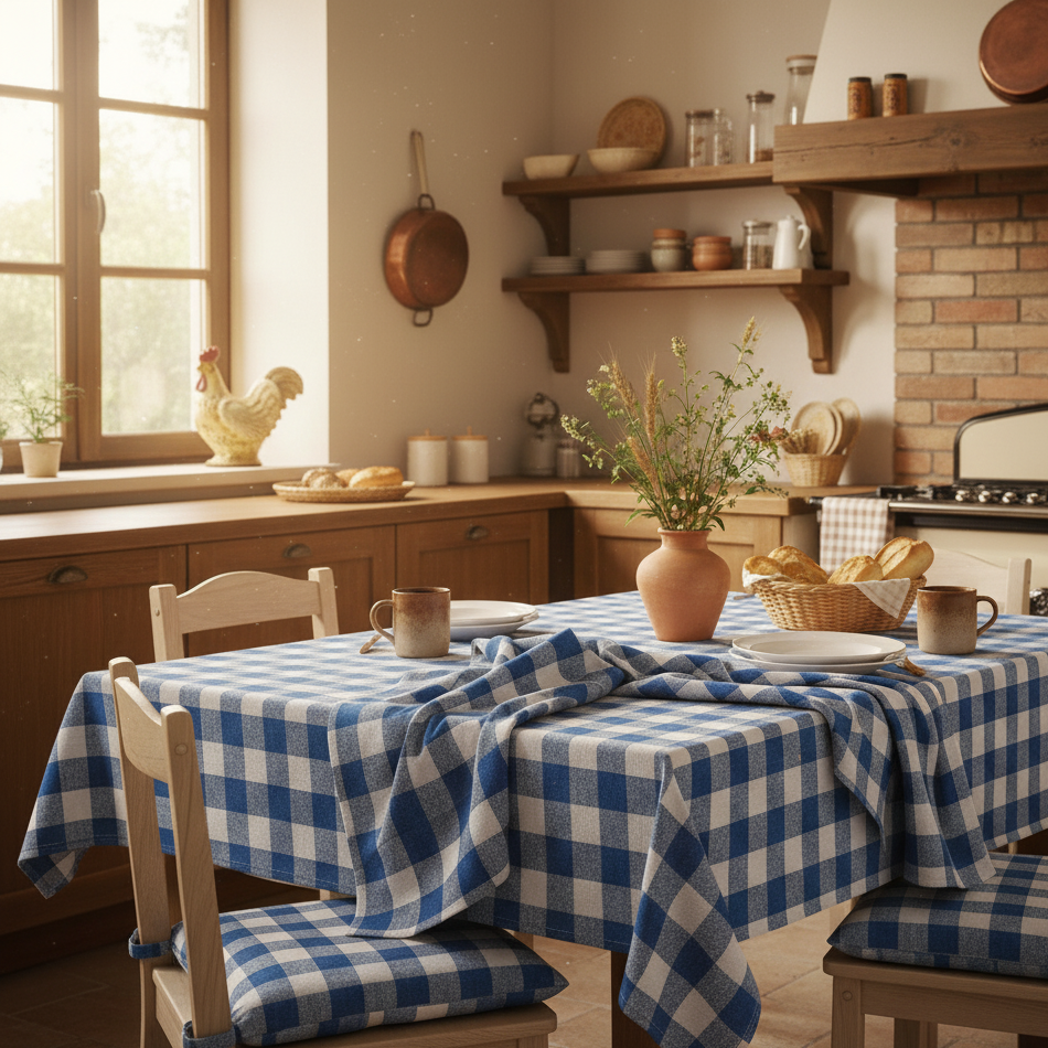 Tovaglia Campagnola 100% Cotone Tinto Filo – 4 Colori | Standard e Su Misura 