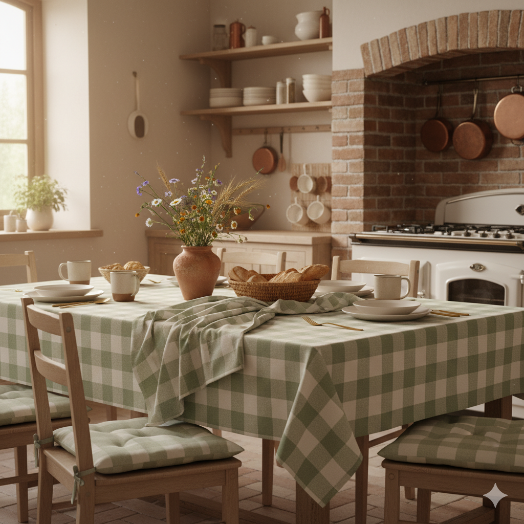 Tovaglia Campagnola 100% Cotone Tinto Filo – 4 Colori | Standard e Su Misura 