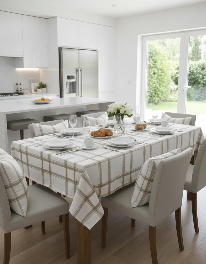 Tovaglia ZAFFIRO Cotone Jacquard Oro &amp; Bronzo - Prodotto Artigianale Made in Italy