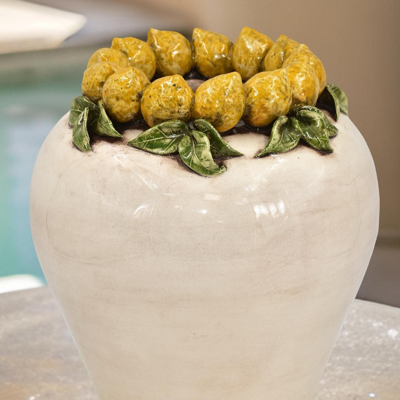 Vaso Boccia h 27 Linea Limoni Siciliani - Ceramica artigianale di Caltagirone