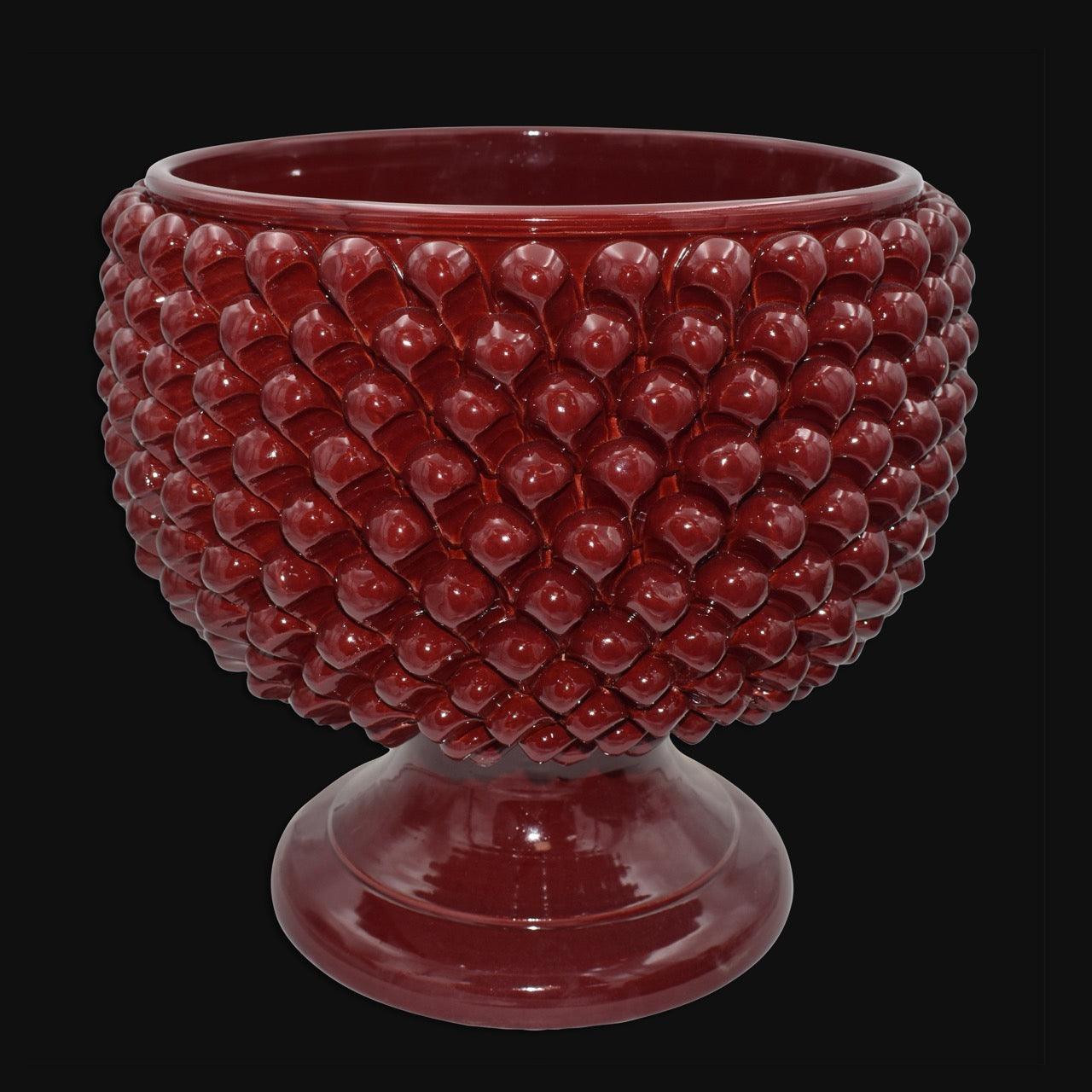 Vaso mezza pigna bordeaux in ceramica di Caltagirone