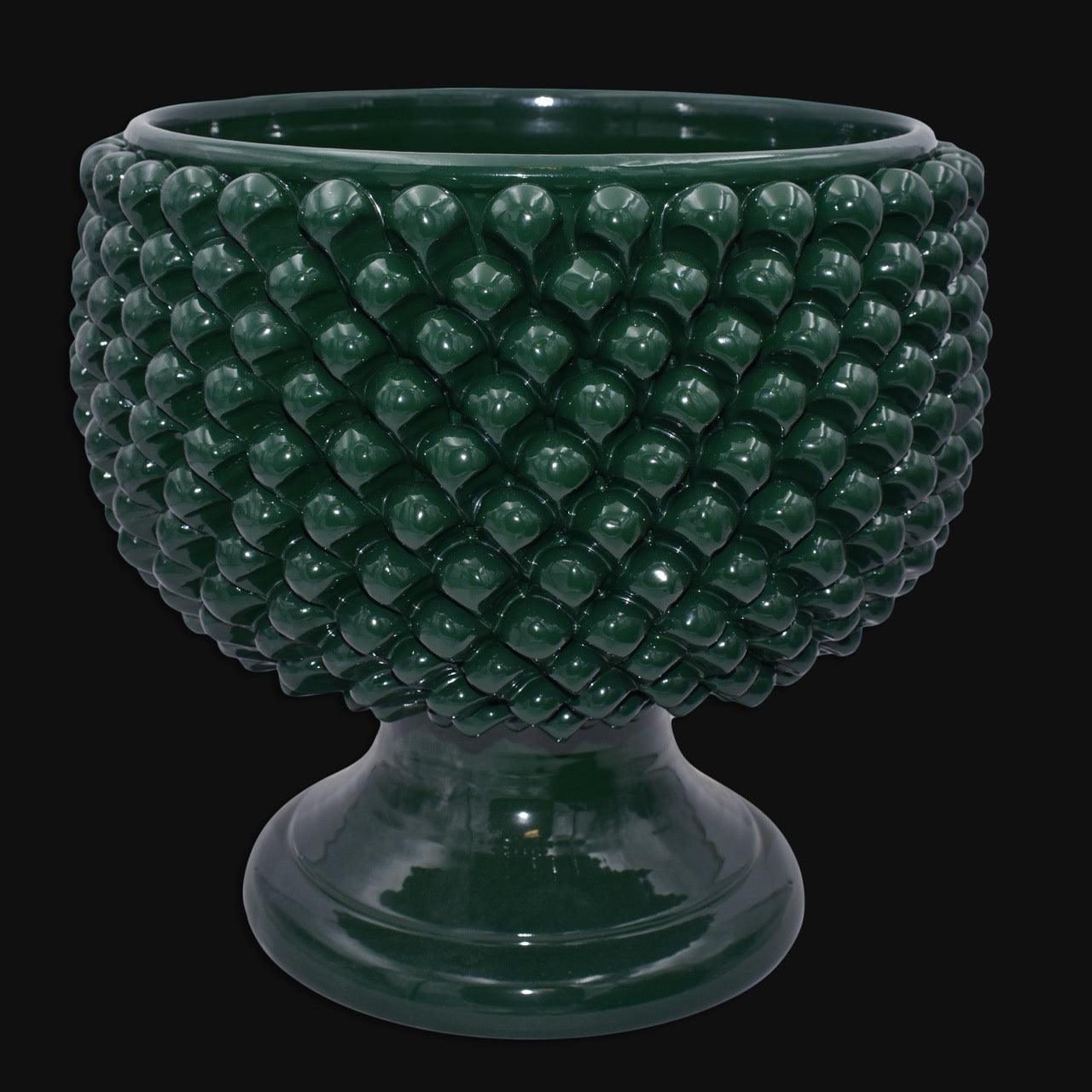 Vaso mezza pigna verde antico in ceramica di Caltagirone